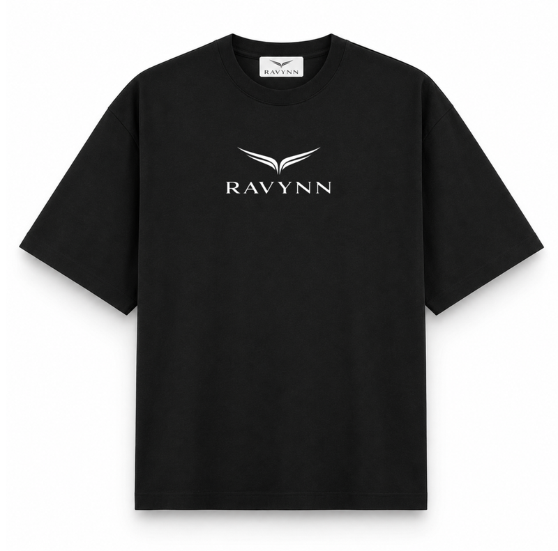 RAVYNN Signature Logo Oversized Black T-Shirt