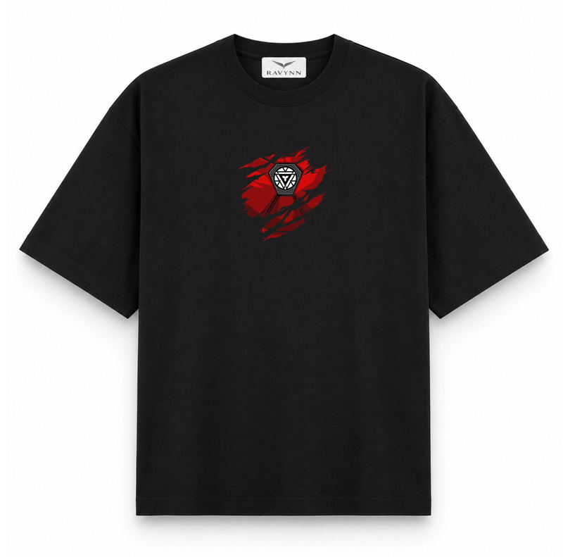 RAVYNN Oversized Black T-Shirt – Strikethrough "अहंकार" (Ahamkar) Hindi Graphic