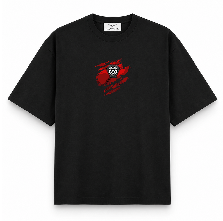 RAVYNN Oversized Black T-Shirt – Strikethrough "अहंकार" (Ahamkar) Hindi Graphic