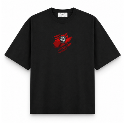 RAVYNN Oversized Black T-Shirt – Strikethrough "अहंकार" (Ahamkar) Hindi Graphic