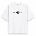 RAVYNN Oversized White T-Shirt – Batman Bat Symbol Cutout Graphic