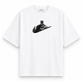 RAVYNN Oversized White T-Shirt – Batman Swoosh Frame Graphic