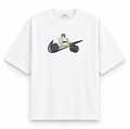 RAVYNN Oversized White T-Shirt – Anime Powerlifter Swoosh Graphic