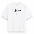 RAVYNN Oversized White T-Shirt – "Awaazz" Pointing Hand Hindi-English Graphic