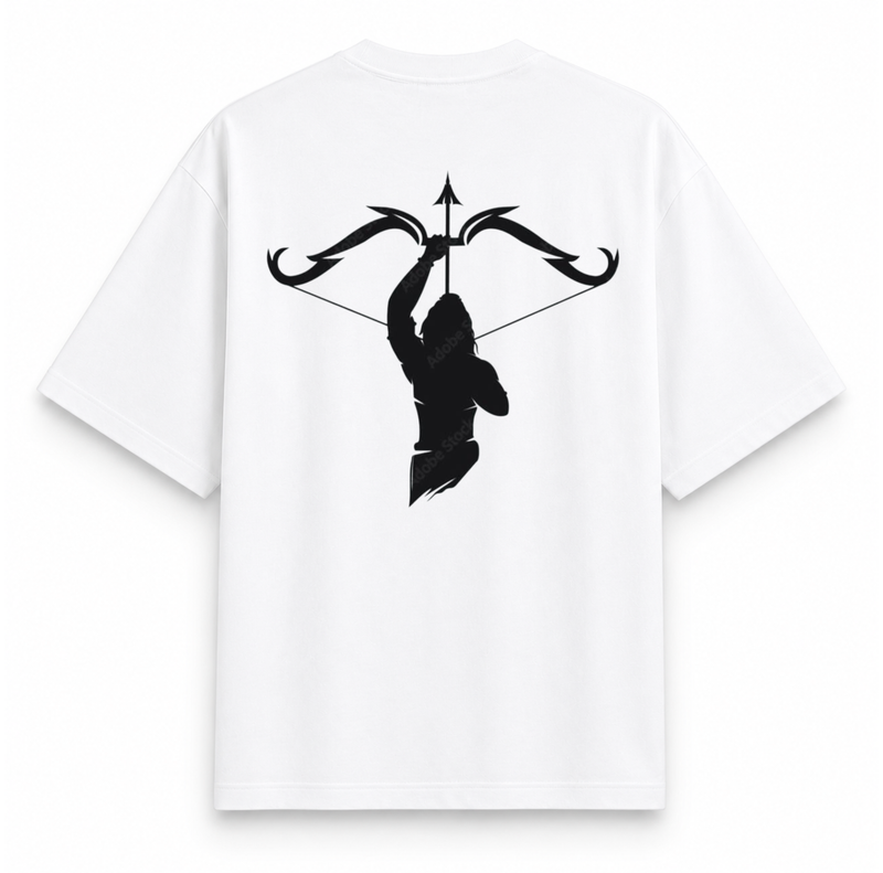 RAVYNN Oversized White T-Shirt – Lord Ram Bow & Arrow Archer Silhouette Graphic