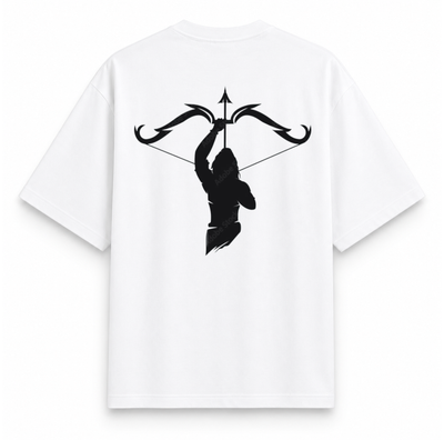 RAVYNN Oversized White T-Shirt – Lord Ram Bow & Arrow Archer Silhouette Graphic