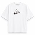 RAVYNN Oversized White T-Shirt – Bodybuilder Zyzz Pose Swoosh Graphic