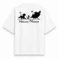RAVYNN Oversized White T-Shirt – "Hakuna Matata" Lion King Trio Silhouette Back Graphic