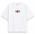 RAVYNN Oversized White T-Shirt – Lord Shiva Tripundra & Trishul Silhouette Graphic