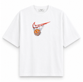 RAVYNN Oversized White T-Shirt – Basketball Hoop Swoosh Graphic