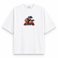 RAVYNN Oversized White T-Shirt – Goku Dumbbell Curl Gym Anime Graphic