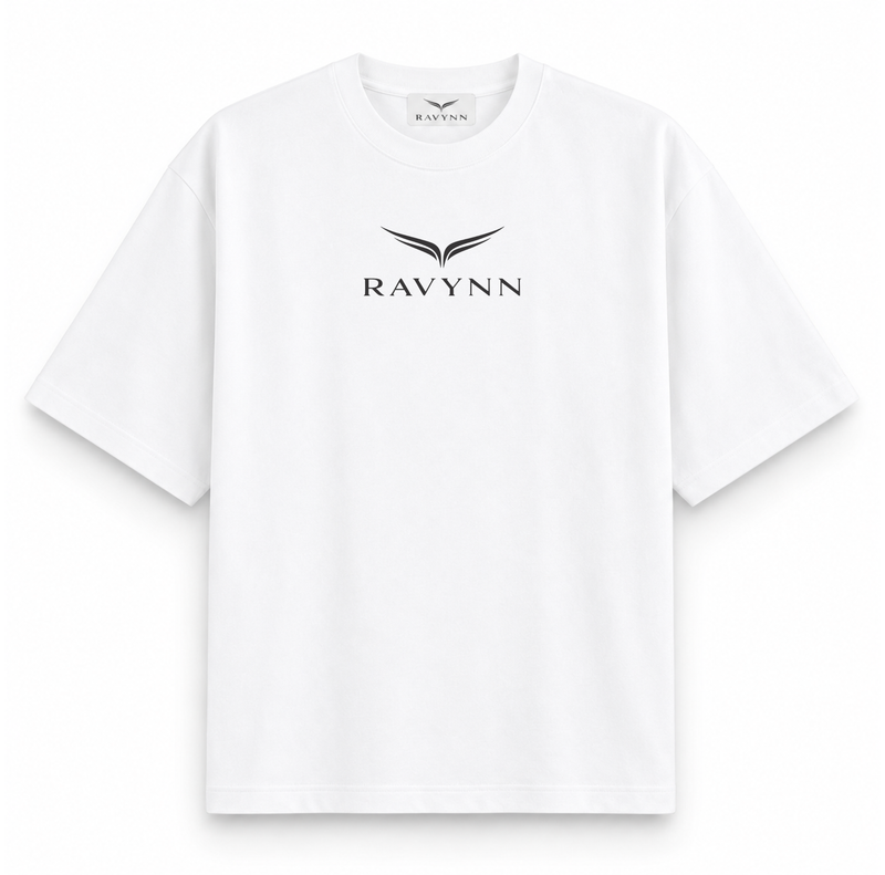 RAVYNN Signature Logo Oversized White T-Shirt