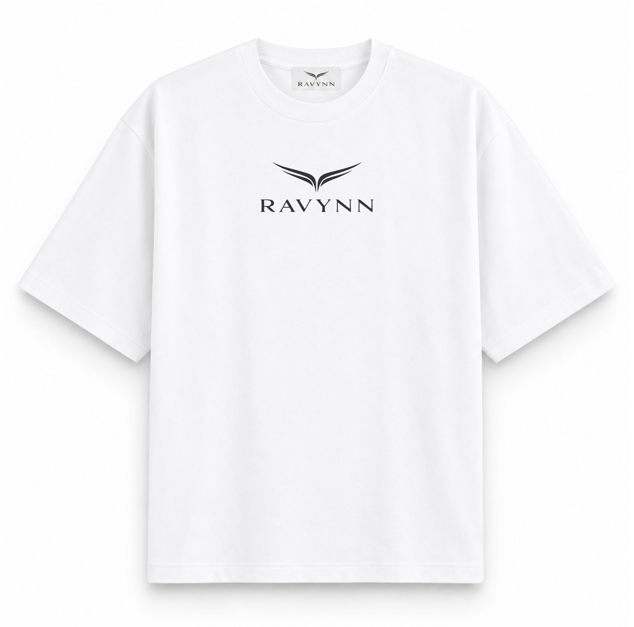 RAVYNN Signature Logo Oversized White T-Shirt