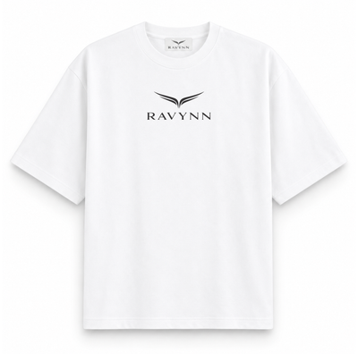 RAVYNN Signature Logo Oversized White T-Shirt