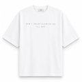 RAVYNN Oversized White T-Shirt – "Realistic / Don't Trust Everything You See" Sculpture Back Graphic