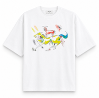 RAVYNN Oversized White T-Shirt – Abstract Horse & Goat Painting Graphic