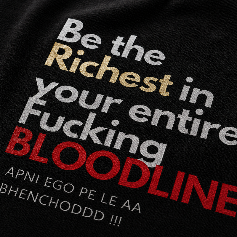 RAVYNN Oversized Black T-Shirt – "Be The Richest In Your Bloodline" Graphic