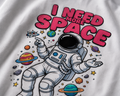 RAVYNN Oversized White T-Shirt – "I Need More Space" Astronaut Graphic