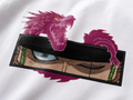 RAVYNN Oversized White T-Shirt – Roronoa Zoro Eyes & Purple Dragon Anime Graphic