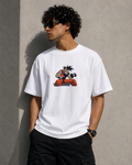 RAVYNN Oversized White T-Shirt – Goku Dumbbell Curl Gym Anime Graphic