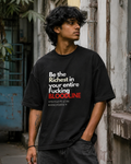 RAVYNN Oversized Black T-Shirt – "Be The Richest In Your Bloodline" Graphic