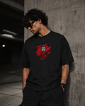 RAVYNN Oversized Black T-Shirt – Strikethrough "अहंकार" (Ahamkar) Hindi Graphic