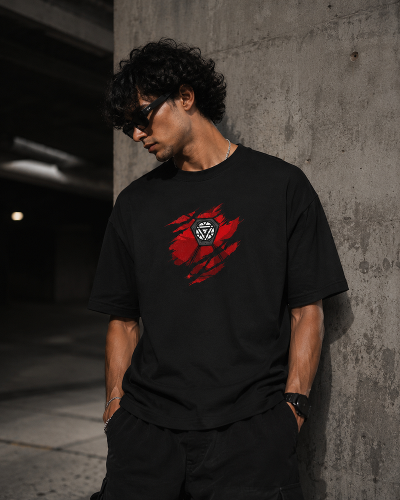 RAVYNN Oversized Black T-Shirt – Strikethrough "अहंकार" (Ahamkar) Hindi Graphic