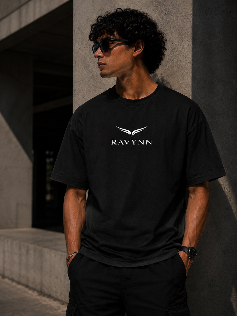 RAVYNN Signature Logo Oversized Black T-Shirt